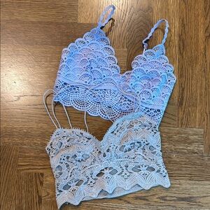 NWT / NWOT: Free People Blue and Gray Lace Bralettes (size small)